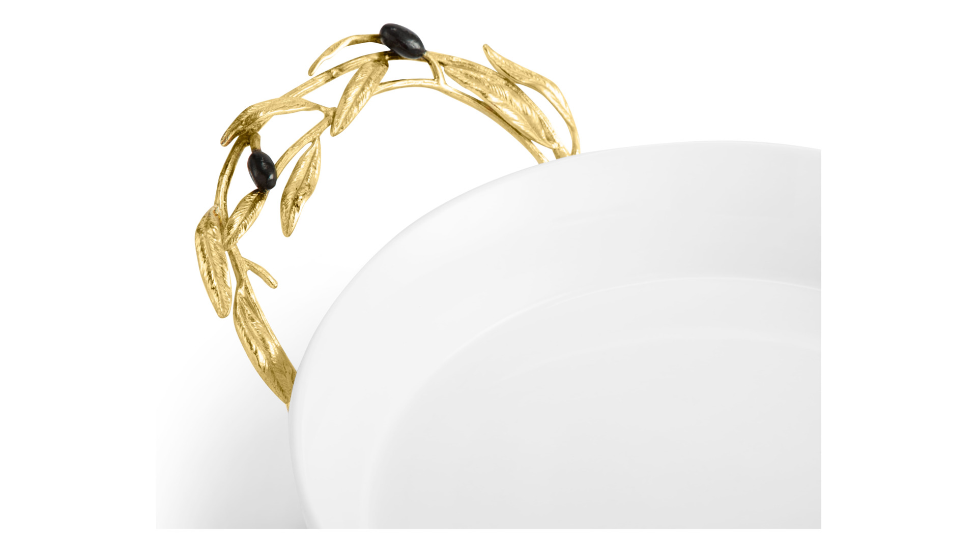 Блюдо для запекания круглое Michael Aram Золотая оливковая ветвь 35х26 см, фарфор