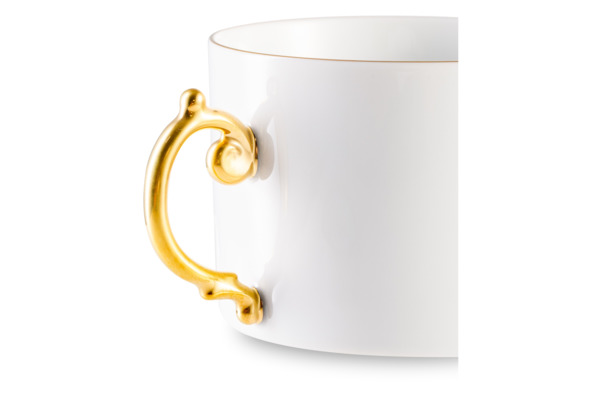 Чашка чайная c блюдцем L’Objet Эгейская 230 мл, золотой декор, фарфор