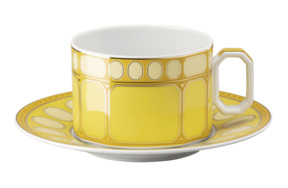Чашка чайная с блюдцем Rosenthal Сваровски 260 мл, фарфор, желтая