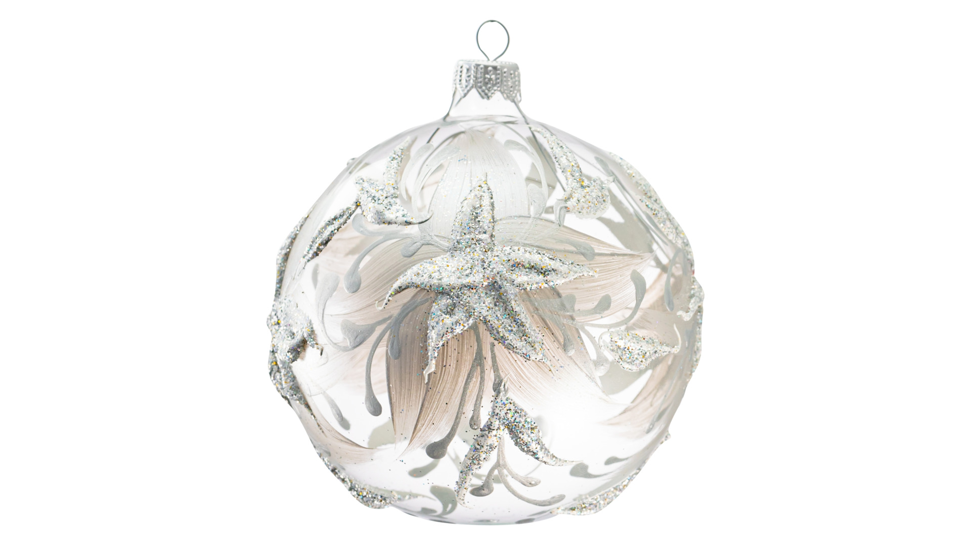 Игрушка елочная шар Bartosh Рождественник 10 см, стекло, п/к, серебро