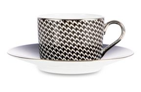 Чашка чайная с блюдцем Legle Гусиная лапка 150 мл, фарфор, черная