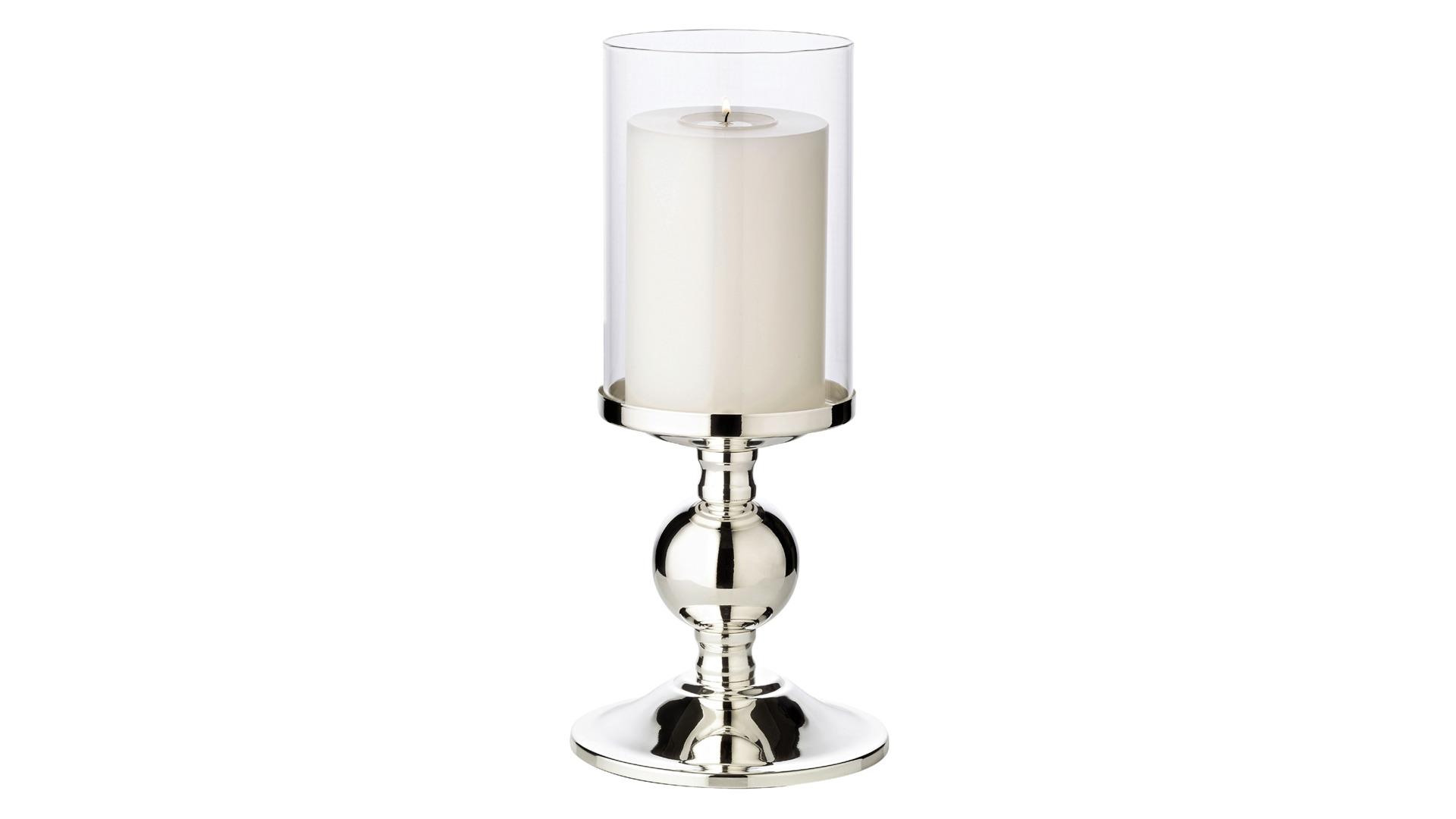 Подсвечник для интерьерной свечи Edzard Бамбук Д13 см, Н27,5 см, для свечи 8 см, посеребрение, стекл