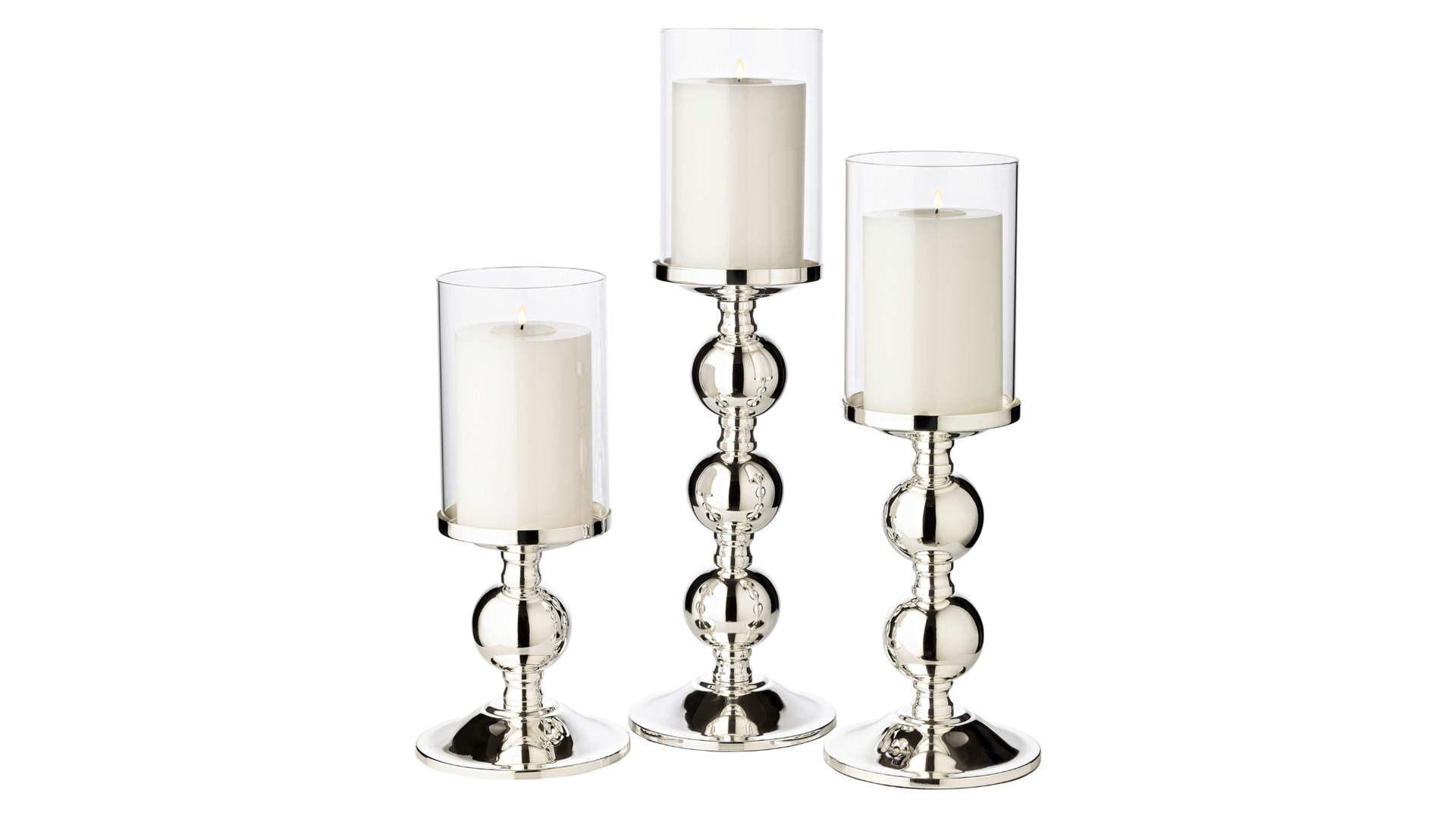 Подсвечник для интерьерной свечи Edzard Бамбук Д13 см, Н44 см, для свечи 8 см, посеребрение, стекло