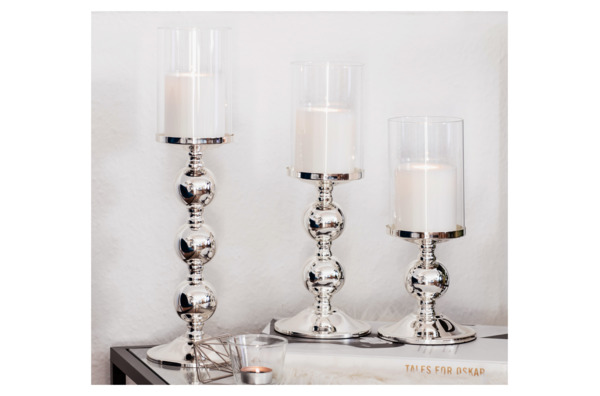 Подсвечник для интерьерной свечи Edzard Бамбук Д13 см, Н44 см, для свечи 8 см, посеребрение, стекло