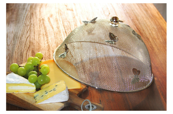 Клош для тарелок Edzard Бабочка сетчатый Д30 см, Н16см, посеребрение