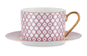 Чашка чайная с блюдцем ИФЗ Астра 1 250 мл, фарфор костяной, розовая