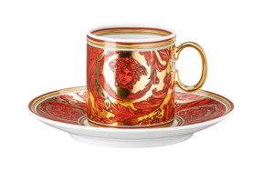 Чашка для эспрессо с блюдцем Rosenthal Versace Медуза Диадема красная 100 мл, фарфор