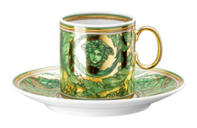 Чашка для эспрессо с блюдцем Rosenthal Versace Медуза Диадема зеленая 100 мл, фарфор