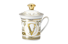 Кружка с крышкой Rosenthal Versace Виртус Гала 350 мл, фарфор, белая