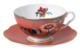 Чашка чайная с блюдцем Wedgwood Пионы 320 мл, фарфор, коралловая