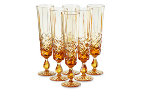 Набор бокалов для шампанского ГХЗ Трактир Вечерняя заря 175 мл, 6 шт, хрусталь, янтарный