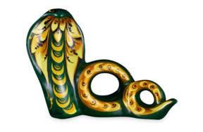 Сувенир подарочный Хохломская Роспись Змейка 7х9,5х3 см, фарфор, зеленый