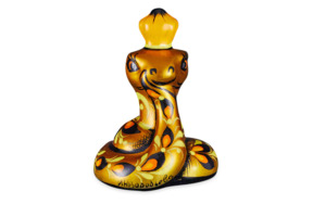 Сувенир подарочный Хохломская Роспись Змея малая 6х4,5х4 см,фарфор, зелено-оранжевый, желтый