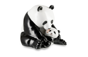 Скульптура АМК Панда с детенышем 13 см, фарфор, белая глина