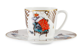 Чашка чайная с блюдцем АМК Щелкунчик 12,5х9х9 см, фарфор, белая глина